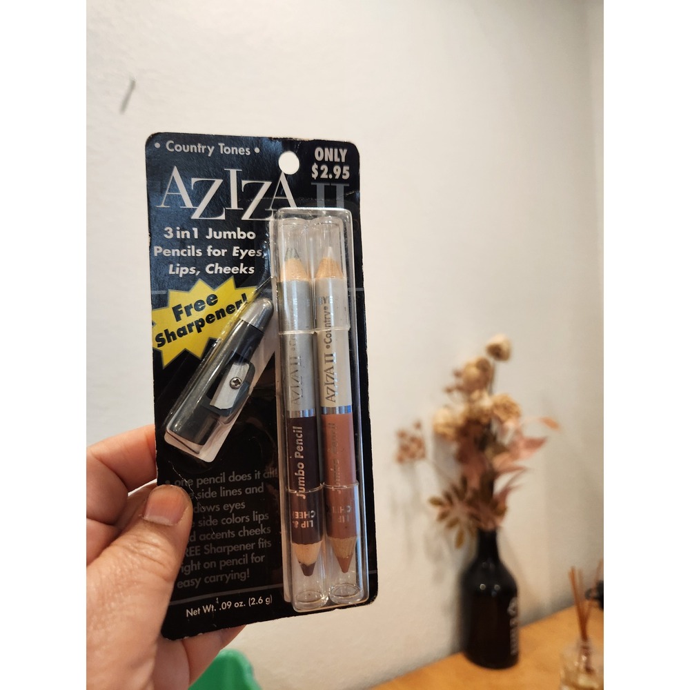 Vintage Aziza II 3 in 1 Jumbo Pencils Country Tones Eyes Lips‎ Cheeks New NIP